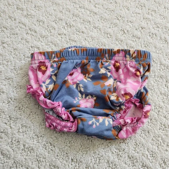 Matilda Jane Baby Girls‎ Blue Pink Floral Ruffle Diaper Cover Bloomer 6-12M