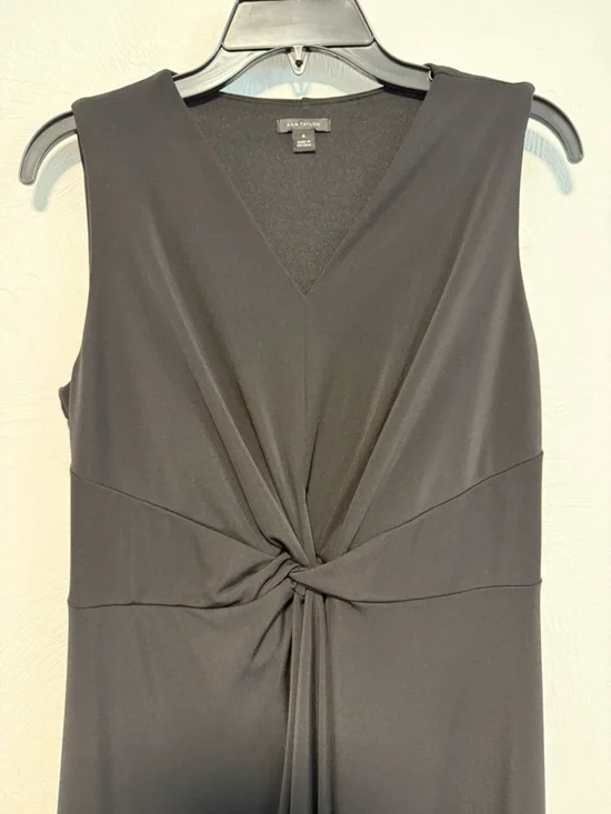 Ann Taylor Black Sleeveless Twist-Knot V-Neck Dress