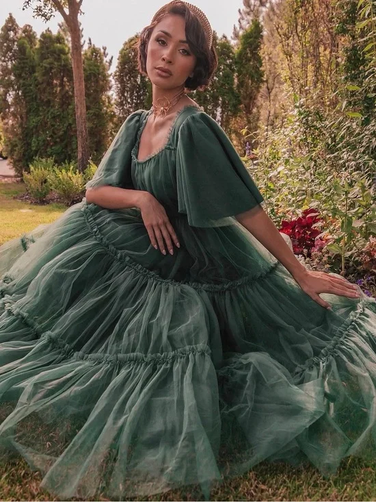 NWT JessaKae Ophelia Tulle Dress Emerald Green Plus Size 4X