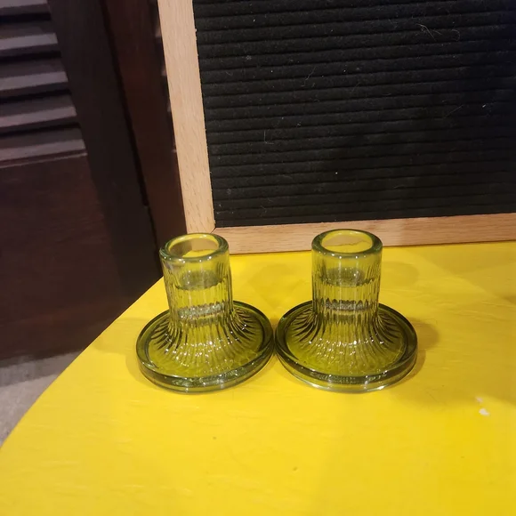 Green Glass Candle Holders