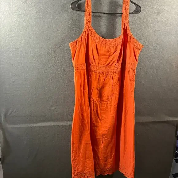style&co women cotton‎ babydoll tank dress 18 orange lace boho cottage western