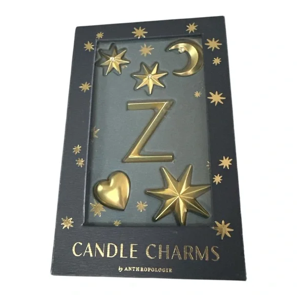 Anthropologie Monogram Candle Charms Gold Letter “Z” New In Box Stars Moon