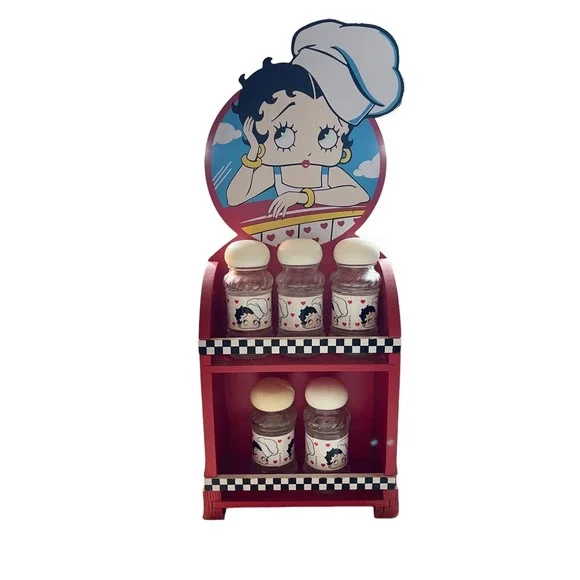 Vintage BETTY BOOP 2004 Bright Ideas Spice Rack W/ Jars Rare‎ READ DESCRIPTION