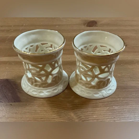 Lenox:illuminations ivory porcelain vintage votive candle holders set of two