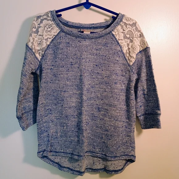 Justice Speckled Blue Knit Top