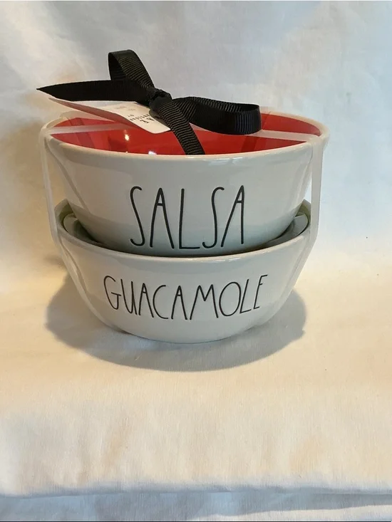 Rae Dunn SALSA & GUACAMOLE Condiment Bowl Set