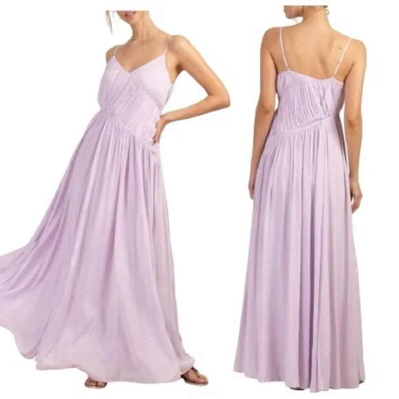 Trina Turk Women's Asymmetrical Pleated Cherry Grove Purple Maxi Dress Medium