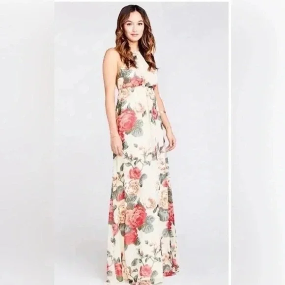 Show Me Your Mumu Amanda maxi dress lady rose print floral green small NWT. EE