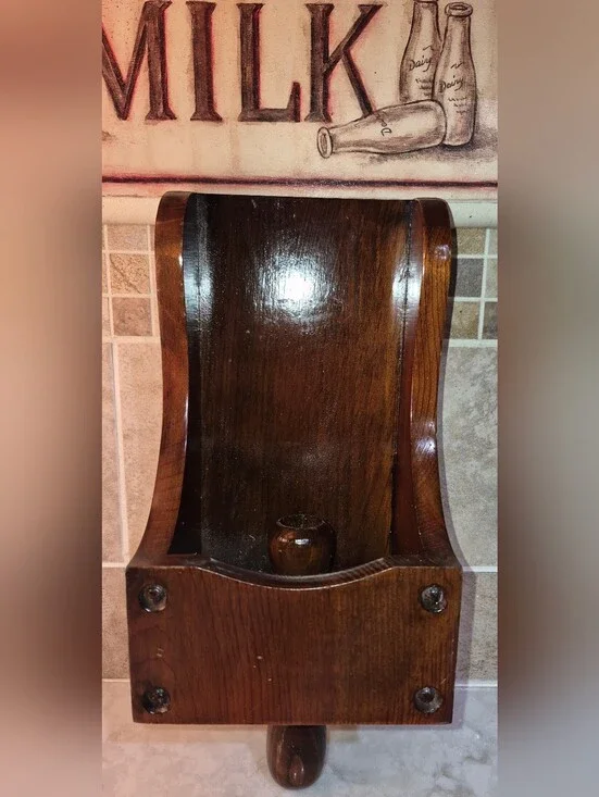 Vintage Wooden Grain Scoop Candle Holder Wall Sconce Colonial Style