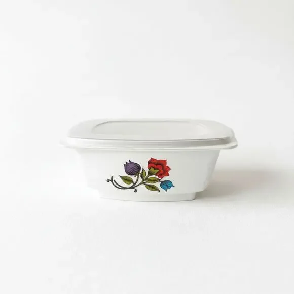Hefty Food Container Vintage Floral 1 Pint Cream Lid Microwave Safe