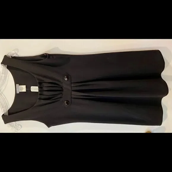 LILLY LOU NWT Women's Black Dress With Button Detail At High Waist Size Small
