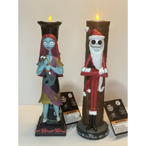 NWT Disney Nightmare Before Christmas Jack‎ & Sally Battery Lit Candle Stick Set