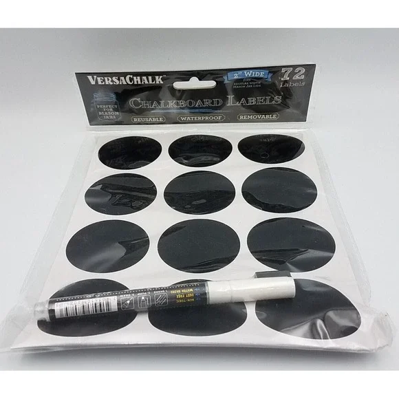 72Pcs 2 Inch Dia. Chalkboard Labels Food Storage Sticker with Marker Pen‎ New