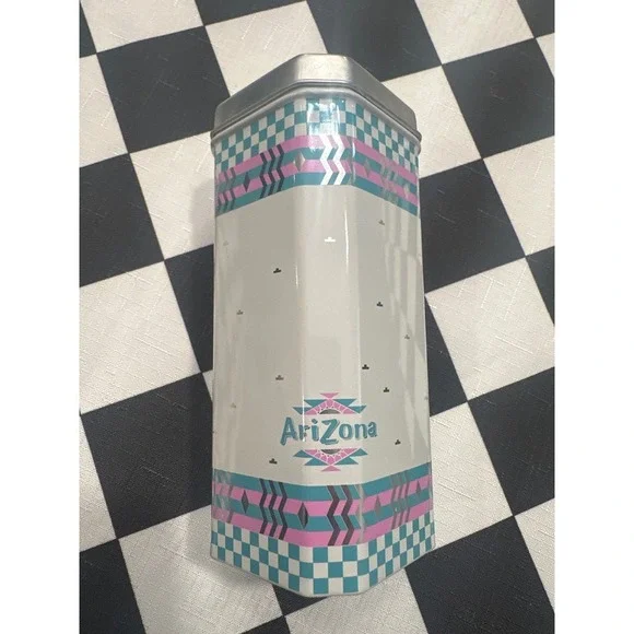 Arizona Iced Tea VTG Collectible Tin Can Turquoise Pink Southwestern Decor
