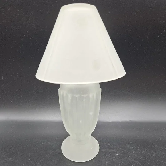 VTG Frosted Glass Fairy Lamp 2-Piece Candle Holder Tea Light 9x5 MCM Cottagecore