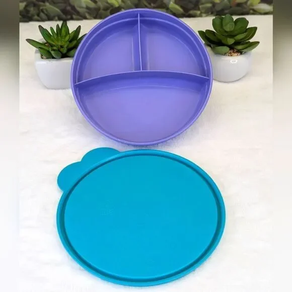 Tupperware TupperCare 2552A-2 Microwave Reheatable Divided Dish w/ 2541A-11 Lid