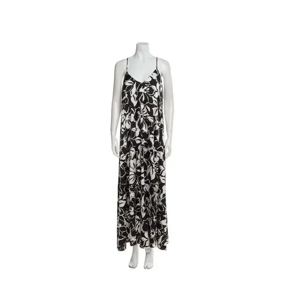 NICOLE MILLER Sleeveless Floral Print Satin Maxi Dress Sz M NWT/001