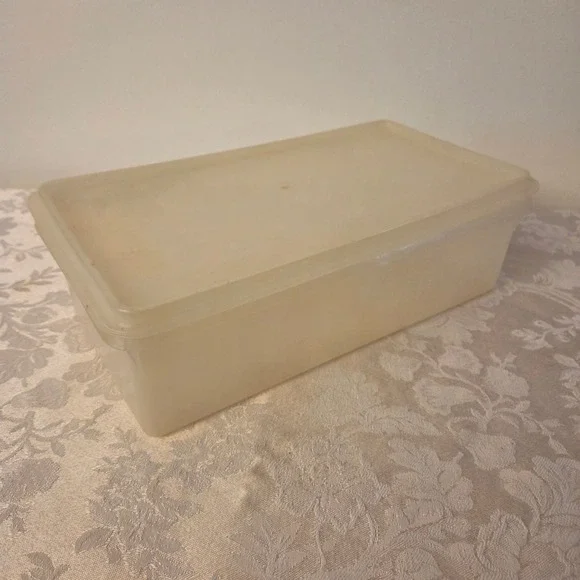 Vintage Tupperware Frosted Clear Rectangular 11x6.5x3.5 Storage 677-2 678-2