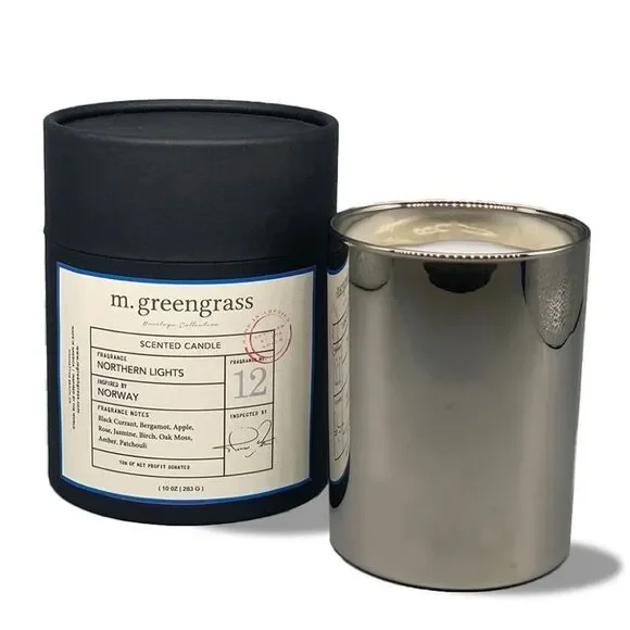 m. greengrass Northern Lights Glass Estate Collection Candle