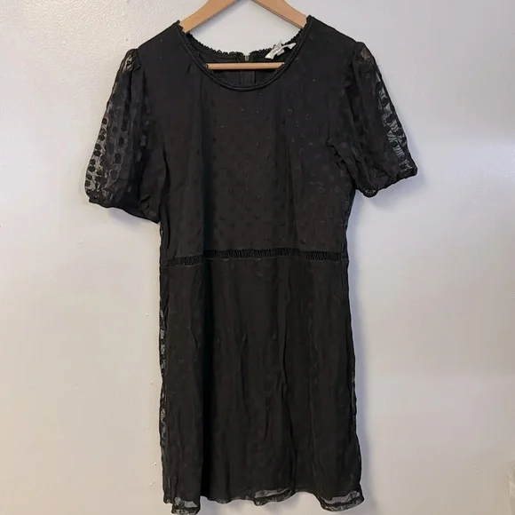 0924-13 Black Swiss Dot Dress