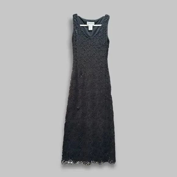 Vintage Ronni Nicole Black Lace Sleeveless Maxi Dress - Size 6