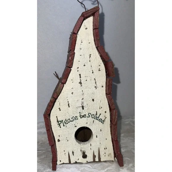 Handmade reclaimed primitive, rustic wooden birdhouse. 9.75