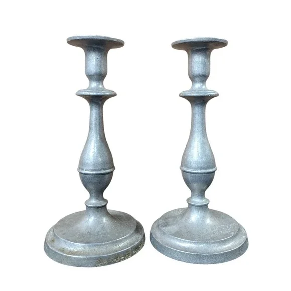 Vintage Wilton RWP Pewter Candlesticks Pair 9