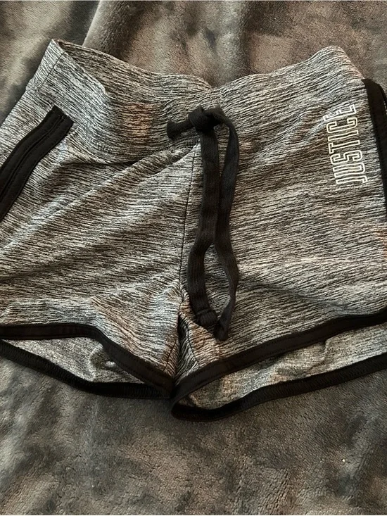 Justice Gray Marled Athletic Shorts with Black Trim