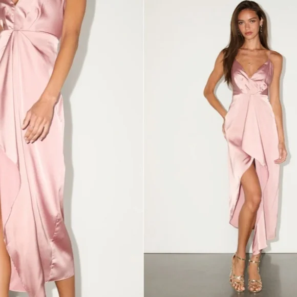 LULUS Chic Satin Party Wedding Elegant Sexy Classy Formal Event