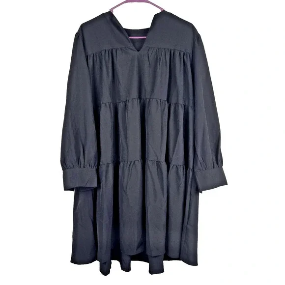 This & That Black Tiered Babydoll Style Long Sleeve Oversized Womens Medium NWT