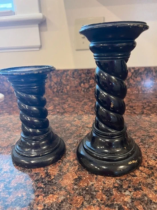 Black Spiral Candlestick Holders - Set of 2