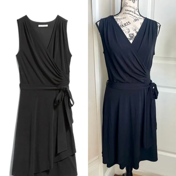 41 Hawthorn Tristana Essential Knit Faux Wrap Dress Black Sz M