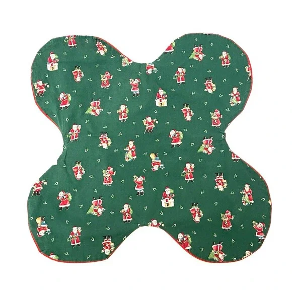 Vintage Christmas Bread Basket Liner Santa Claus Tablecloth Runner Seasonal