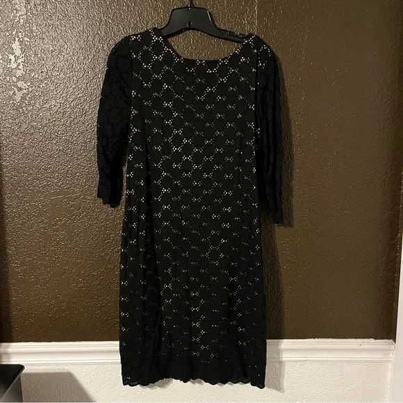 Black & Nude MIDI Cocktail Dress with 3/4 Sleeves, Covington Size 12