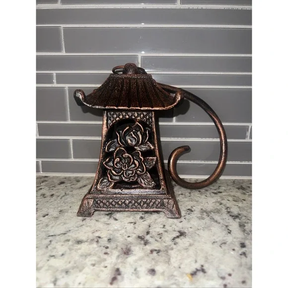 NIB PARTYLITE Cast Iron Pagoda Style LOTUS LANTERN Tealight Candle Holder ‎ 7