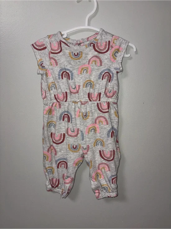 Old Navy Gray Romper Rainbow Print Girls 0-3M