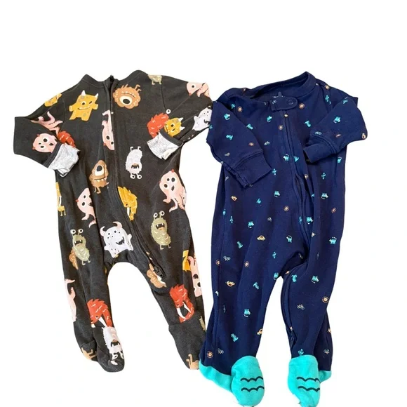 Old Navy‎ Colorful Monster and Fish Print Footies