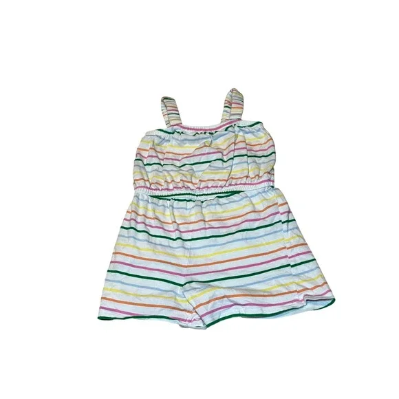 Old Navy Girls Size 4T Rainbow Stripe Sleeveless Romper Elastic Waist