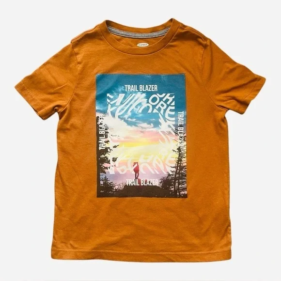 Old Navy casual play brown graphic T-shirt Boys Small (6-7) round neck