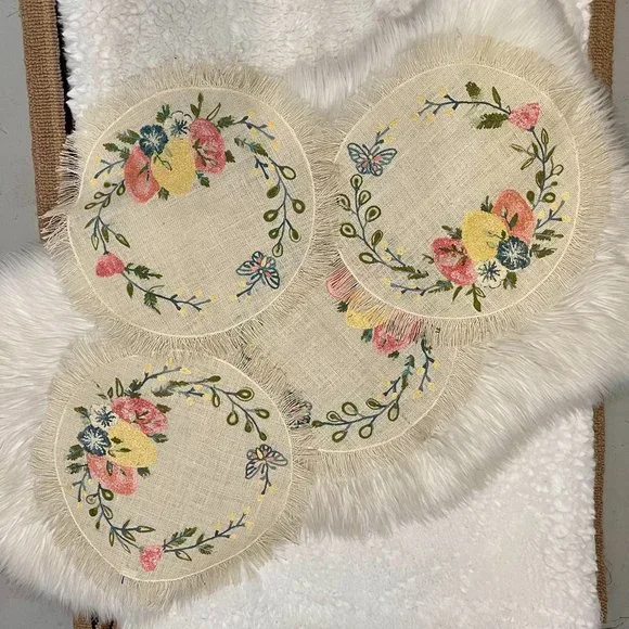 Tabitha Webb Jute embroidered placemats set of 4