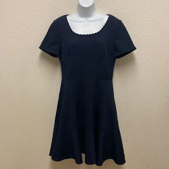 Rebecca Taylor Scoop Neck Textured Fit & Flare Dress Size 10