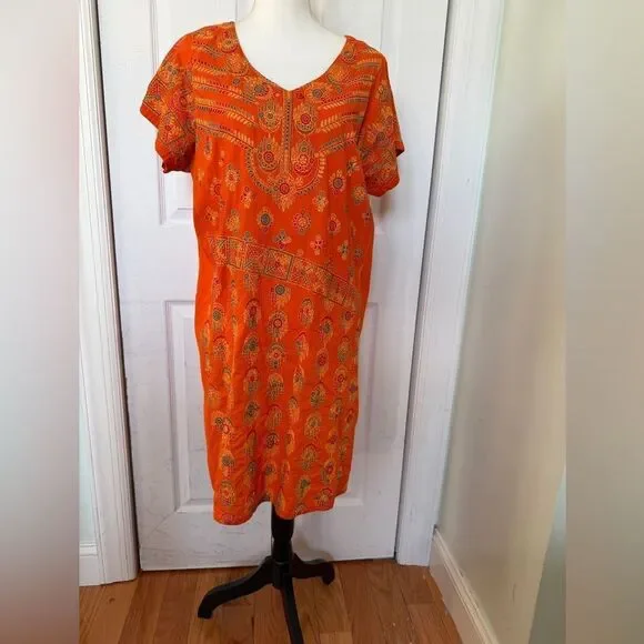 Vintage Embroidered Bohemian Boho 70s Cotton Dress
