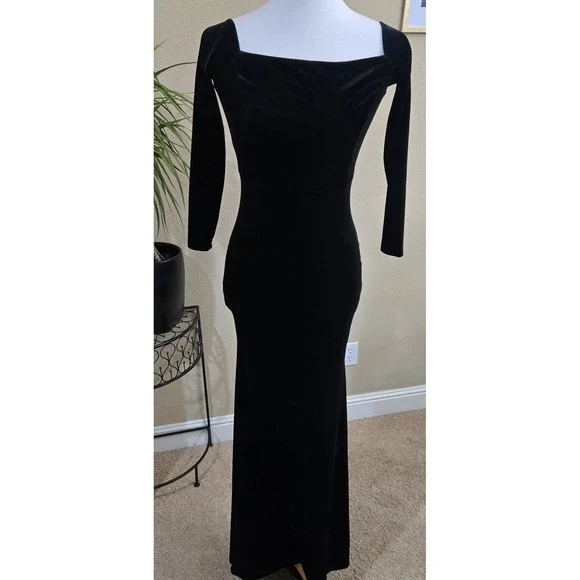 Windsor Womens Dress Velvet Witchy Whimsigoth Mermaid‎ Maxi  Black Party Vamp