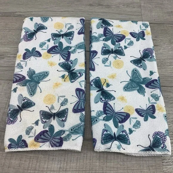 2 Kitchen Towels Butterfly Theme 14