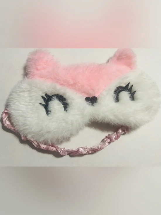 Kids Pink & White Fox Sleep Mask - Cute Touch Detail
