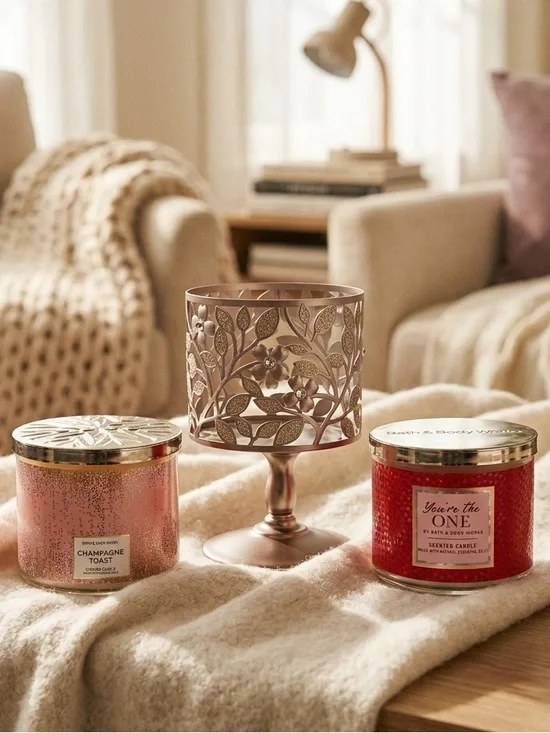 B.B Works Set Of 2 Candles You’re the One, Champagne Toast and 1 Candle Holder