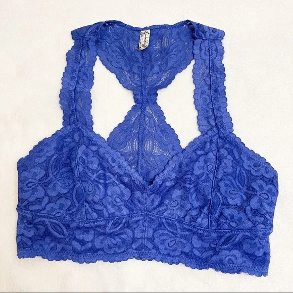 Free People Lace Racerback Bralette Blue