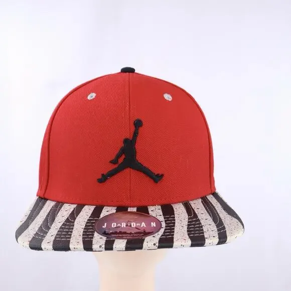 Nike Air Jordan 10 Retro Jumpman Red Black Stripe Snapback Hat One Size Cap