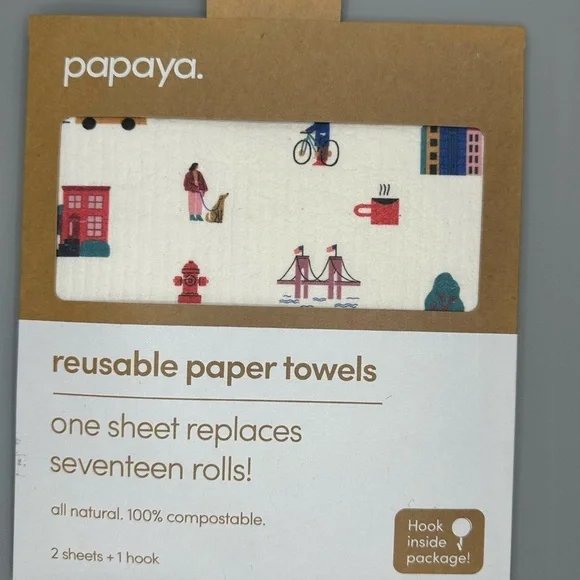 Papaya Reusable Paper Towels with Colorful City Design