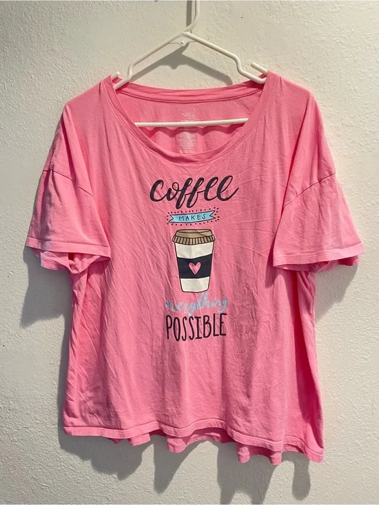 ☕️ Coffee Makes Everything Possible Sleep Shirt 2X 💗